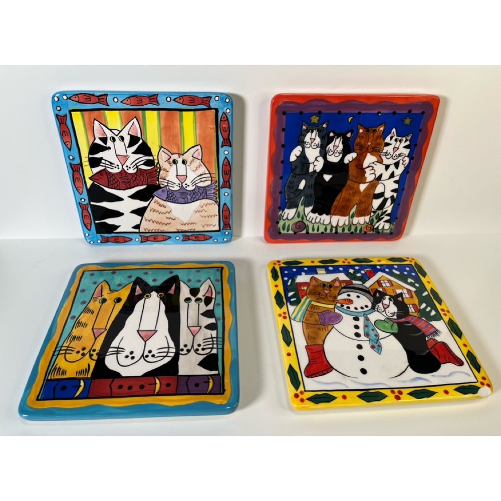 Catzilla Candace Reiter Designs Ceramic Trivet 2002 Vintaga